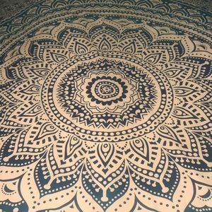 Blue and white medallion tapestry